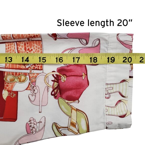 The Cat's Pajamas Novelty Print Top Shoes & Handbags Motif 100% Cotton Size S - Picture 11 of 12